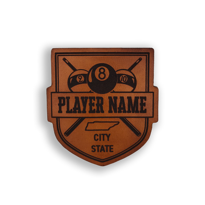 Custom Leather Billiards Crest Badge or Bag Tag